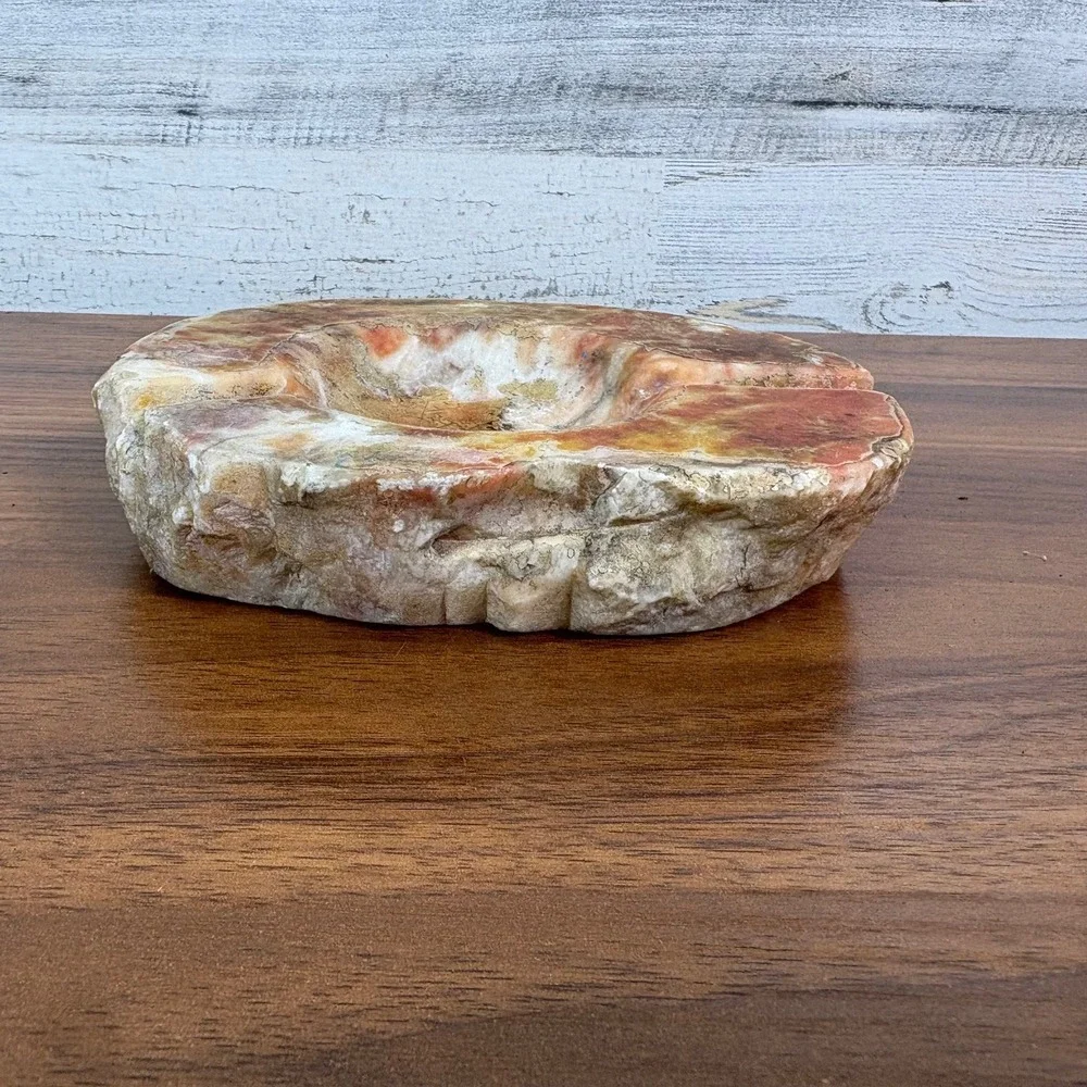 Vintage Italian Alabaster 1960's Ashtray Marble Hand Carved 6